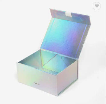 Kotak Kado Lipat Magnetik Sepatu Kertas Holografik Kaku Dicetak Dengan Pita
