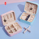 Kulit PU Kulit Kotak Perhiasan Anting-Anting Tempat Ritsleting Portable Perhiasan Organizer