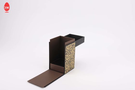 Fancy Carton Black Rigid Flat Magnetic Folding Paper Gift Box Dengan Ribbon