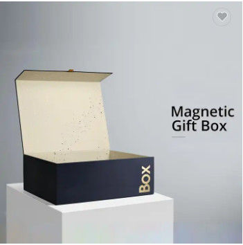 Kotak Hadiah Penutupan Logo Kustom Matt Black Cardboard Magnetic Rigid Boxes Dapat didaur ulang
